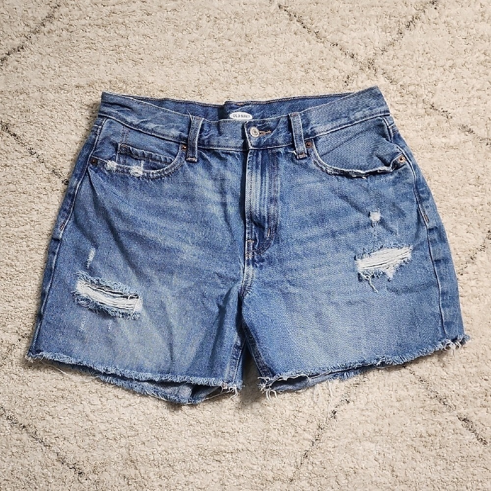 Old Navy Denim‎ Shorts Womens 8 Blue Distressed High Waisted Jean Summer Casual